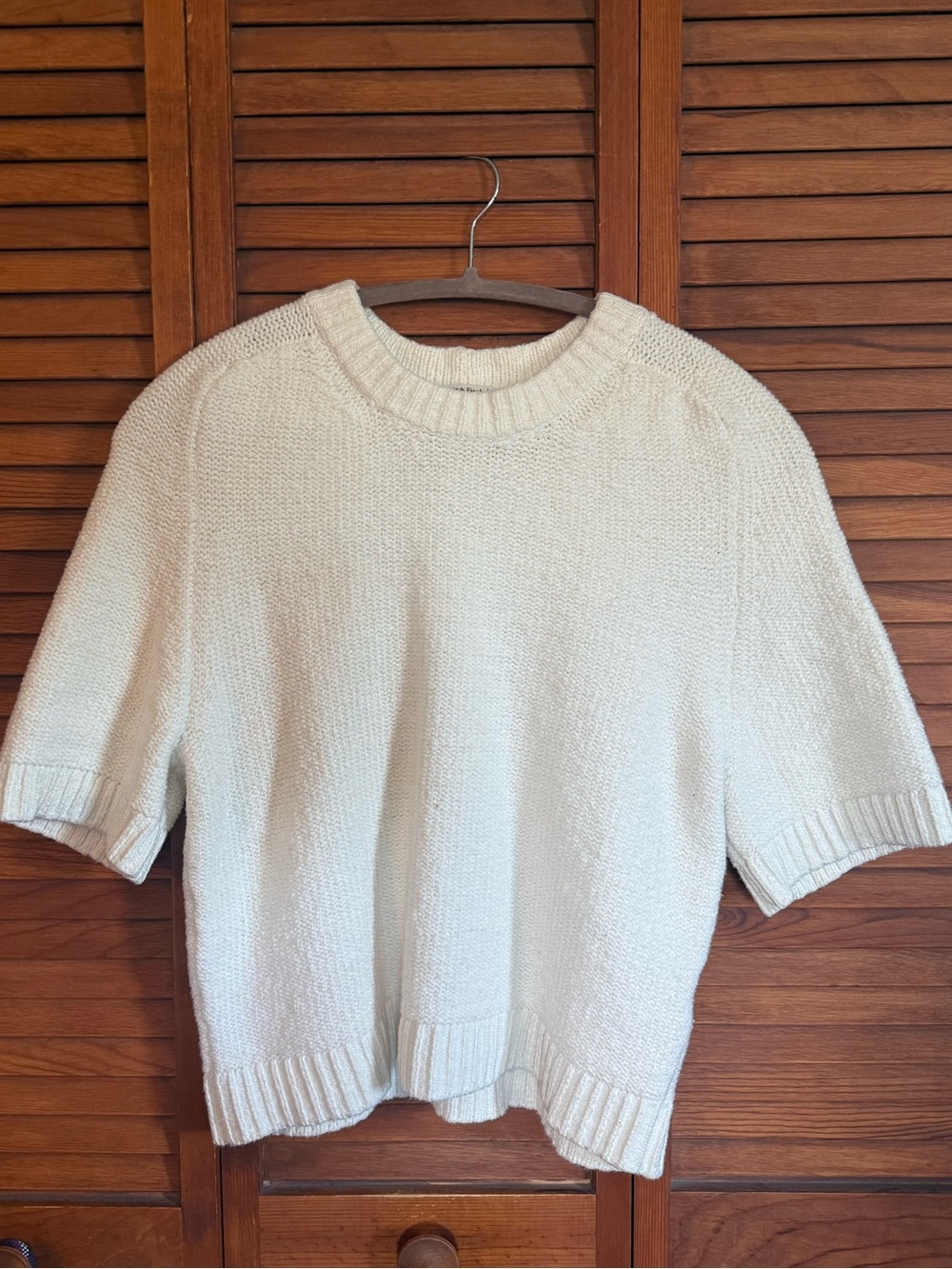 Abercrombie & Fitch Cream Short-Sleeve Crew Sweater